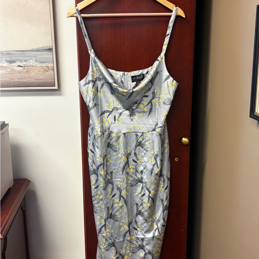 A. Ruza Gray and Yellow Floral Dress Size M